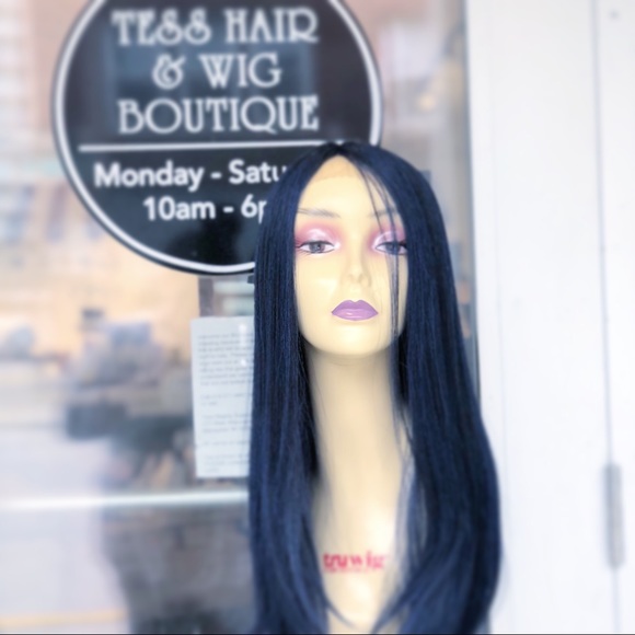 Blue Black lacefront wig swisslace silky straight - Picture 2 of 8